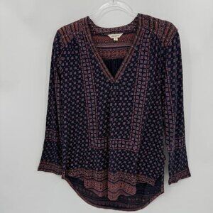 LUCKY BRAND Shirt Women's Size S  Boho Floral Print Relaxed Blouse Casual Top